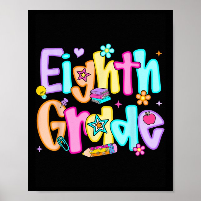 Poster Oitava Série Preppy de Volta às Aulas 8ª Série Ens (Frente)