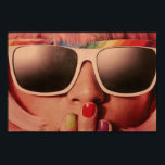 Poster Oitenta moça retro da moda<br><div class="desc">Uma bela imagem de pop de uma garota de cabelos arco-íris com moda dos anos 70 ou 80 com tema retrorreflector estilo retro. Moda bonita e colorida.</div>