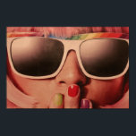 Poster Oitenta moça retro da moda<br><div class="desc">Uma bela imagem de pop de uma garota de cabelos arco-íris com moda dos anos 70 ou 80 com tema retrorreflector estilo retro. Moda bonita e colorida.</div>
