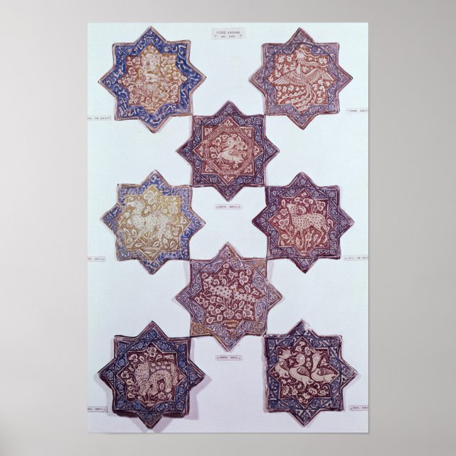 Pôster Oito azulejos decorados com animais (Frente)
