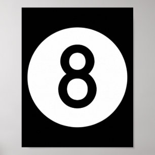 Poster Oito Bola Piscina Negra Numero Oito