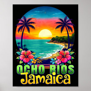 Poster Oito rios jamaica praia tropical pôr do sol verão