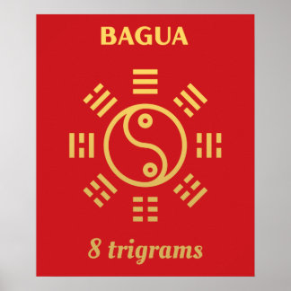 Poster Oito trigramas - Feng Shui - Ouro
