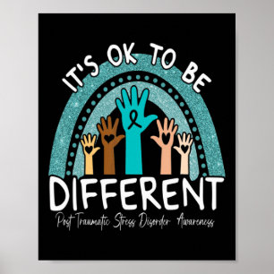 Poster Ok Seja Diferente Arco-íris Faixa Azul Guerreiro P