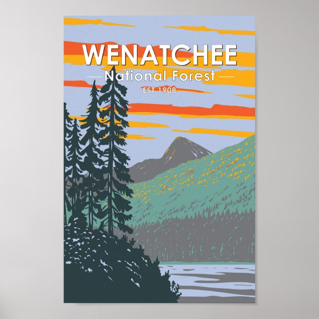Poster Okanogan Wenatchee National Forest Washington (Frente)