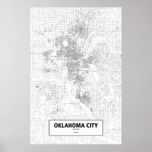 Pôster Oklahoma City, Oklahoma (preto no branco)