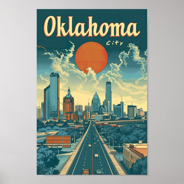 Poster Oklahoma City USA Familiar Viagem Place (Frente)