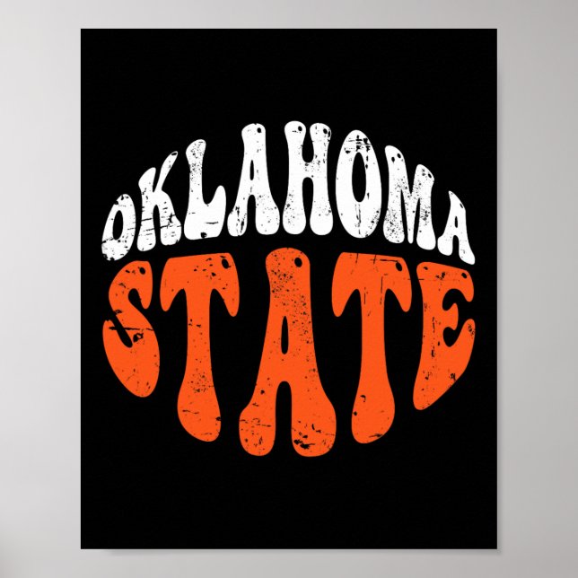 Poster Oklahoma State Tee.retro Vintage Distressed Design (Frente)