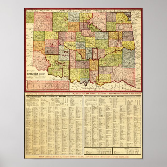 Pôster OklahomaPanorâmica MapOklahoma (Frente)