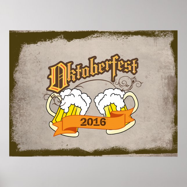 Poster Oktoberfest Festival Alemão Beer Caneca de cerveja (Frente)