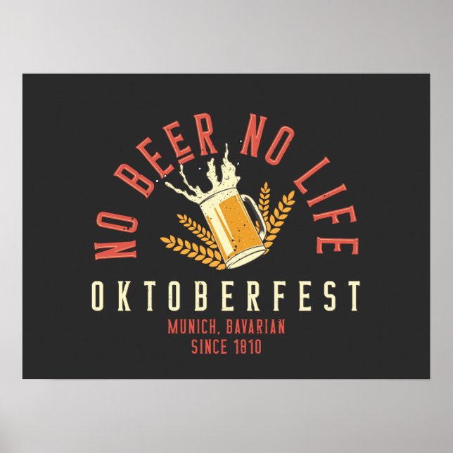 Poster Oktoberfest Funny No Beer No Life (Frente)