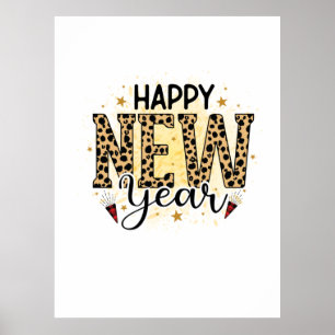 Poster Olá 2022 Feliz Ano Novo Leopardo