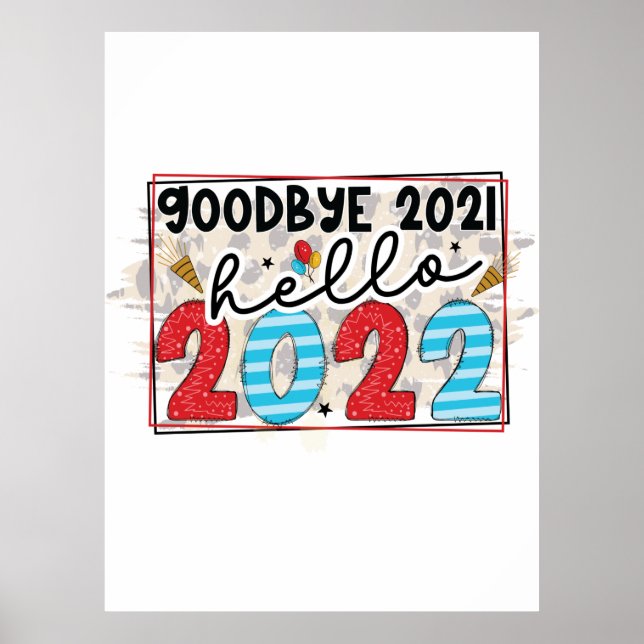 Poster Olá 2022 Good Bye 2021 Hello 2022 (Frente)