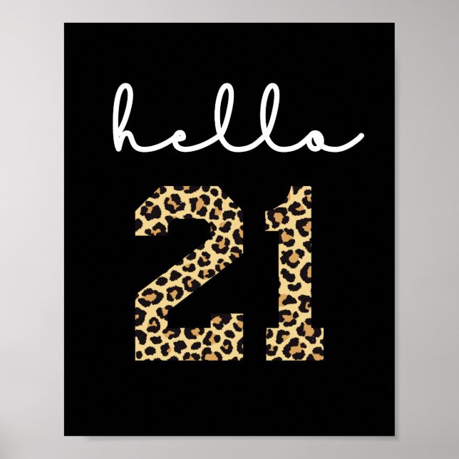 Poster Olá 21 | aniversário de 21 anos de chita-branca im (Frente)