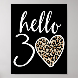 Poster Olá 30 Presentes Coração Leopardo 30 Anos Festa 30