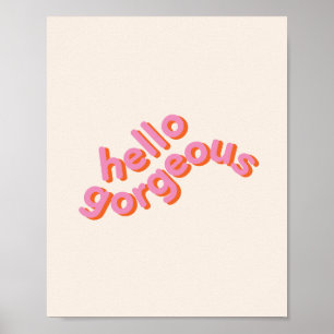 Poster Olá! arte cor-de-rosa bonito lindo da parede da