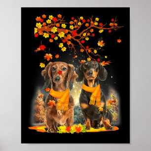 Poster Olá Autumn Season Happy Ação de Graças Dachshund F