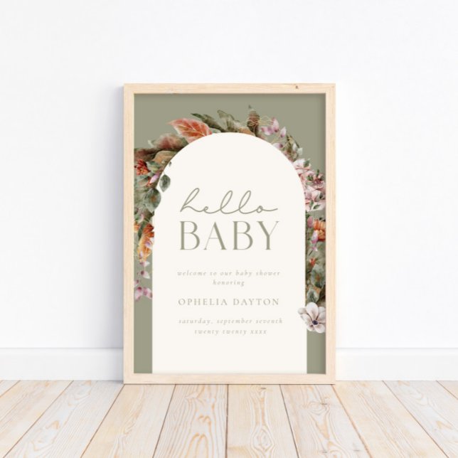 Poster OLÁ BABY | Boho Sage Boho Welcome (Available for print & instant digital download!)