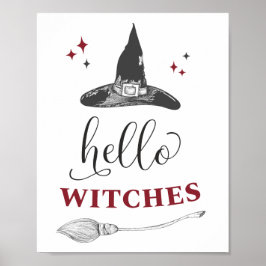 Poster Olá Bruxas Halloween Engraçado Citação Texto Porta