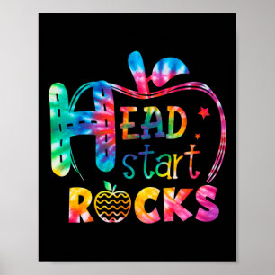 Poster Olá Cabeça Iniciar Rock Tie Dye de Volta ao Ensino