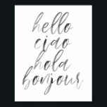 Poster Olá Ciao Hola Bonjour Watercolor Script<br><div class="desc">Olá Ciao Hola Bonjour Watercolor Script</div>