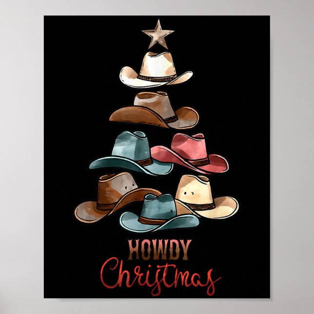Poster Olá Cowboy Hat Western Country Xmas Ha (Frente)