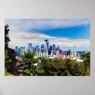 Poster Olá de Seattle, Washington. Vista de centros