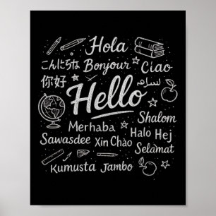 Poster Olá Em Diferentes Idiomas Viagem Férias Esl T