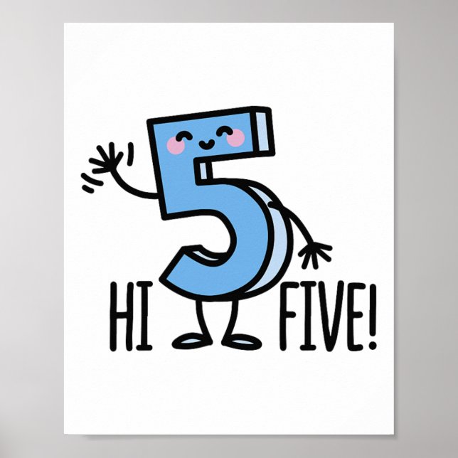 Poster Olá engraçado Hi Five! Onda de cumprimento com a m (Frente)