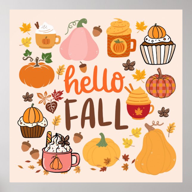 Poster Olá Fall Pumpkins (Frente)