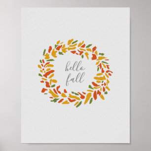 Poster Olá Fall Welcome Wreath Autumn Painting