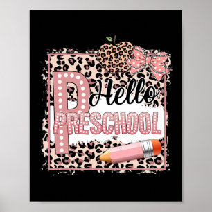 Poster Olá Fofo Pré-escola Pré-k Rosa Leopardo Volta às A