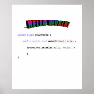 Pôster Olá! geek Java de cumprimento do mundo
