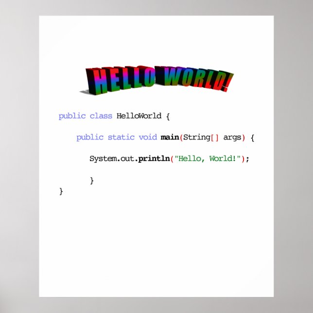 Pôster Olá, geek mundial saudando Java (Frente)