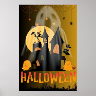 Poster Olá Halloween, Bonita e Horror Boo Gráfico