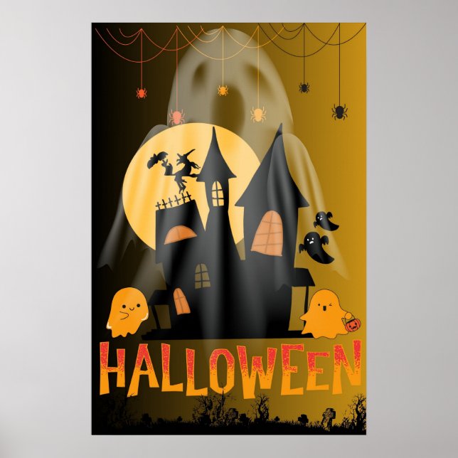 Poster Olá Halloween, Bonita e Horror Boo Gráfico (Frente)