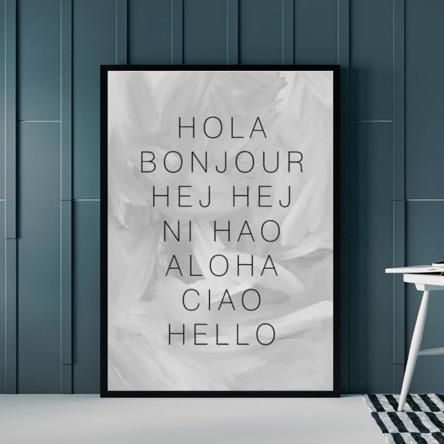Poster Olá Hola Bonjour Modern Typografia Negra (Criador carregado)