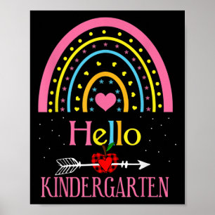 Poster Olá Jardim de Infância Arco-íris Primeiro Dia de V