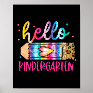 Poster Olá Jardim de Infância Leopardo Tie Dye Lápis Chá