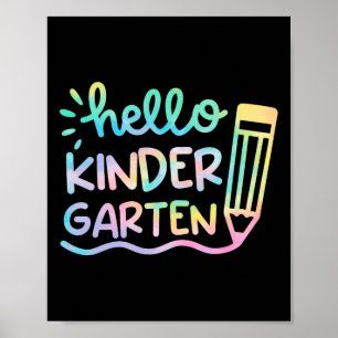 Poster Olá, jardim de infância Tie Dye Professores Kids B