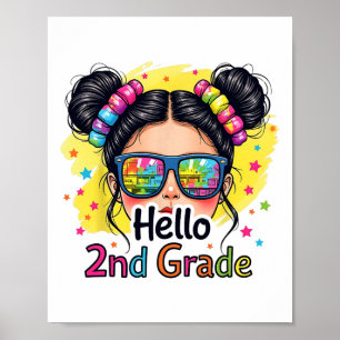 Poster Olá Menina do Coque de Cabelo Desgrenhado da 2ª Sé