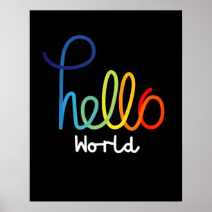 Poster Olá mundo colorido