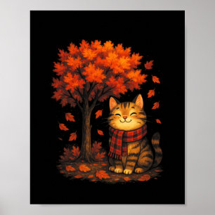 Poster Olá Outono Dia de Ação de Graças Gato de Outono Ho