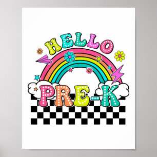 Poster Olá Pré-K Volta às Aulas Professor Pré-K Arco-íris