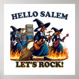 Poster Olá Salem Massachusetts Banda de Rock de Bruxas