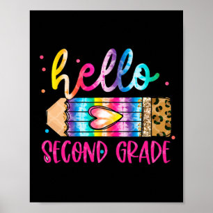 Poster Olá Segunda Série Leopard Tie Dye Lápis Cute Chá