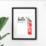 Poster Olá Summer Watercolor Red Cherry Coctail<br><div class="desc">Olá Summer Watercolor Red Cherry Coctail</div>