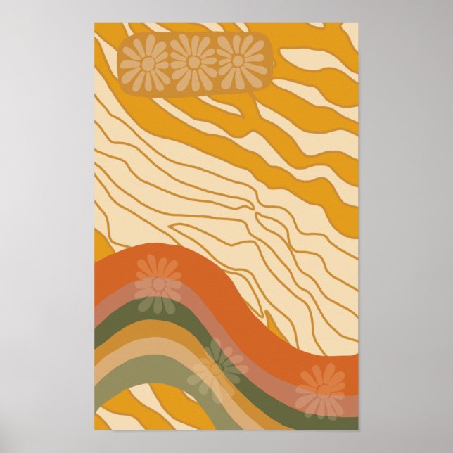 Poster Olá Sunshine - Garota das Flores Retrô (Frente)
