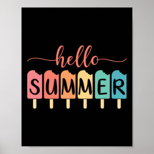 Poster Olá Verão Férias de Praia Sorvete Amante Picolé