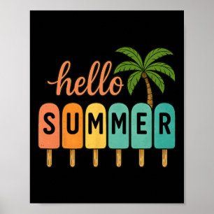 Poster Olá Verão Férias de Praia Sorvete Picolé Gif